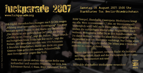 Fuckparade Flyer 2007: Rckseite mit Text