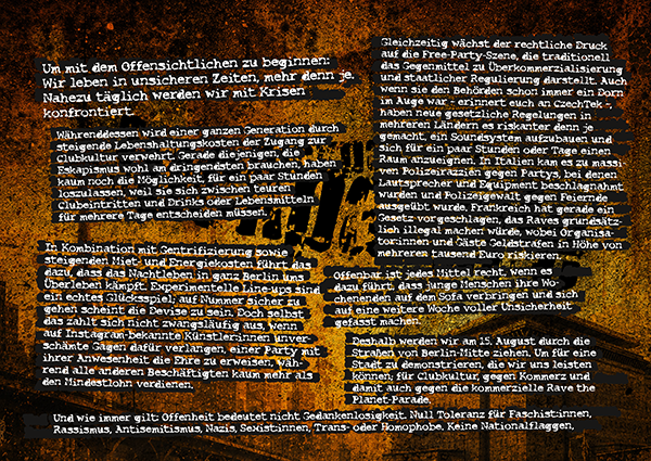 Fuckparade Flyer 2026: R�ckseite mit Text