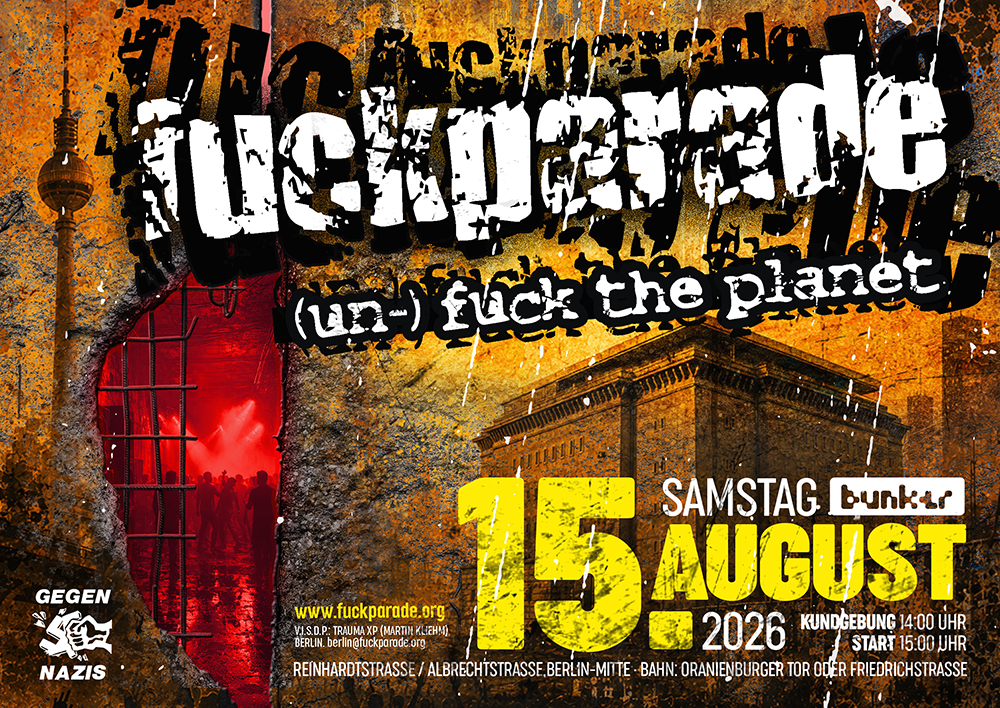 Fuckparade Flyer 2026: Vorderseite